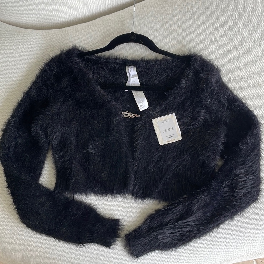 Fabletics Mini Crop Cardigan, Black